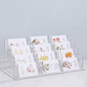 Business Acrylic Card Holder Display for Desk, 12 Slots 4 Tiers Multiple-Clear Acrylic Business Card Stand Set, Holds Approximately 600 Cards