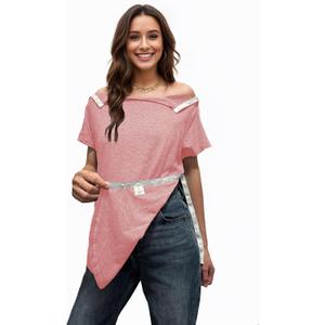 Youdiao Post Shoulder Surgery Shirt for Women Tear Away Snap Short Sleeve Rotator Cuff Recovery Must Haves Chemo Clothing (X-Large, Pink)