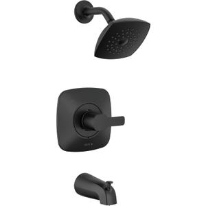 Delta Faucet Modern 14 Series Matte Black Shower Faucet, Tub and Shower Trim Kit with Single-Spray Touch-Clean Black Shower Head, Matte Black T144339-BL-PP (Valve Not Included)