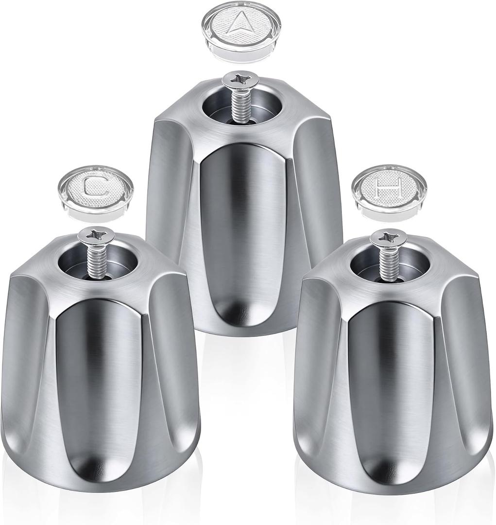 3 Pack Tub Knobs Replacement Set, Shower Handle Replacement for Price/Pfister Verve Tub and Shower Faucets, Includes Hot, Cold, Diverter Knobs and Screws for Easy Remodel