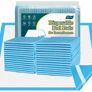 SOFYFINE 50 Count Bed Pads with Adhesive Strip 30"x36" Thicken Elderly Adults Incontinence Underpads Disposable, Heavy Duty Absorbent Chucks Waterproof, XL Extra Large Puppy Pee Training Pad