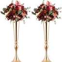 2 Pcs 22" Tall Gold Vases Metal Flower Arrangement Stand, Versatile for Centerpieces, Decoration for Table, Party, Wedding