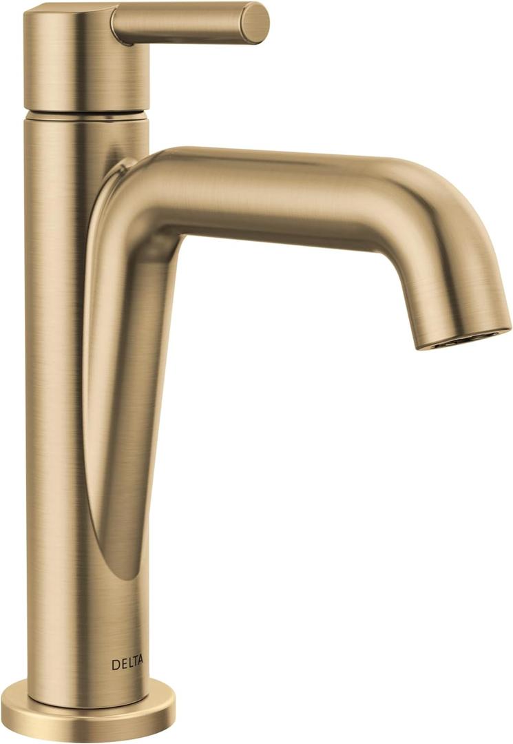 Delta Nicoli Brushed Gold Bathroom Faucet 1 Hole, Single Hole Bathroom Sink Faucet for Vanity, Push-Pop Drain Assembly, Champagne Bronze 15849LF-CZ