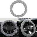 Luxury Fluffy Winter Car Steering Wheel Cover for Women Soft Warm Plush Cute Auto Accessories for Vehicle, Sedan,Universal,Fuzzy,Black,Anti Slip (Grey)