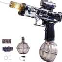 Electric Water Gun with LED Light & Recoil Effect,500CC High Capacity Automatic Squirt Guns,Up to 32 FT Range for Swimming Pool Party Beach,Outdoor Activity for Adults & Kids(Black)