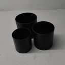 D'vine Dev 6 Inch 6.5 Inch 8 Inch, Set of 3 Plastic Planter Pots for Plants with Drainage Hole and Seamless Saucers, Black Color, Medium, 74-V-B-3