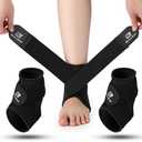 Honoson 2 Pcs Ankle Brace Kids Ankle Support for Sport Sprained Neoprene Breathable Compression Sleeve with Adjustable Wrap for Youth Child Boy Girl Plantar Fasciitis Achilles Tendonitis(