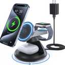 3 in 1 Charging Station for Apple MagSafe Charger Compatible, 15W Magnetic Wireless Charger Stand, 360 Rotating Dock, Wireless Charging Station for iPhone 16 15 14 13 12 Series for iWatch for AirPods (Black)