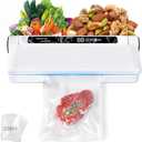 Food Vacuum Sealer Machine, 75KPA Strong Suction, Dry/Wet Modes, 20 Vacuum Seal Bags for Food, Digital Countdown Timer, Compact Lightweight, Ideal for Home Kitchen Use
