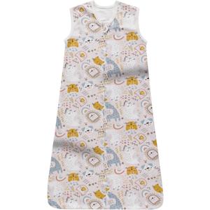 Little Tots Baby Sleep Sack, Comfy Zipper Baby Wearable Blanket, 2-Way Zipper 100% Cotton Toddler Sleeping Sack TOG 0.5 (S(15.7 X 30.3 inches), Animals)