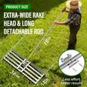 36x12 inch Lawn Leveling Rake,Heavy-Duty Stainless Steel Landscape Rake with an Adjustable 78'' Extra Long Handle Lawn Leveling Tool for Yard,Backyard,Garden,Golf,Farm,Pasture