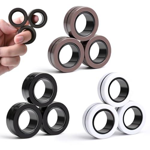 Cevioce Easter Basket Stuffers,9 PCS Magnetic Ring Fidget Toys Set for Adults Teens Boys, ADHD Anxiety Magnetic Fidget Spinner, Birthdays Gifts for Kids Coolest Magnet Stress Relief Toy for 8+ Year Old