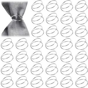 36 Pcs Silver Napkin Rings, Spiral Metal Napkin Holders, Electroplated Napkin Buckles for Dinner Table Decoration, Ideal for Weddings, Parties, Banquets, Gatherings