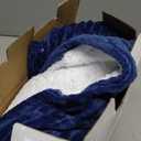 Homemate Heated Blanket Electric Throw - 50"x60" Heating Blanket Throw 1/2/4/6/8 Hours Auto-Off 10 Heat Levels Over-Heat Protection Soft Flannel Sherpa ETL Certification (Blue (Striped))