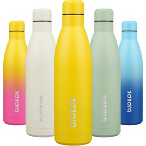 BJPKPK 25oz Insulated Water Bottle Double Wall Vacuum Insulated Stainless Steel Water Bottles for Spots Keep Cold and Hot,Yellow