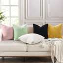 decorUhome Chenille Black Throw Pillow Covers 18x18 Inch Set of 2, Decorative Soft Couch Pillow Covers Solid Dyed Accent Farmhouse Neutral Square Pillow Cases for Sofa