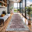 CAMILSON Printed Runner Rugs Oriental Retro Vintage Floral Area Rug 2x7 Non-Shedding Ultra Thin Super Strong Stain Resistant Indoor Carpet for Bathroom Hallway Kitchen (2 x 7 Rust Red)