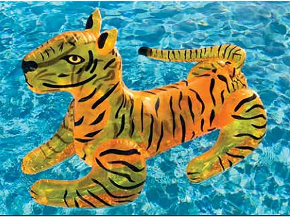 SWIMLINE Inflatable Ride-On Pool Float  Fun Raft for Pools, Beaches, and Summer Parties, Large 73", Mighty Tiger, Orange