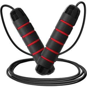 3 x Limm Adjustable Jump Rope for Workout - All-Purpose Exercise Jump Rope Kids & Adults Love with Tangle-Free, Comfortable Foam Handles - Best Slimming, Cardio & Endurance Training (Red/Black)