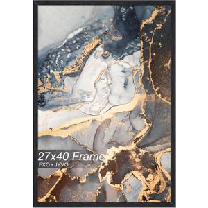 Fxojyvo Engineered Wood 27x40 Frame, Black Picture Frame for 27 x 40 Inch Poster Puzzle Photo, Light Weight 27 by 40 Poster Frame with Wood-grain for Wall - 1 Pack/Black/27 x40