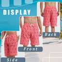 Landisun Mens Swim Trunks Board Shorts Swimsuit Swimwear Swim Shorts Bathing Suits Quick Dry with Mesh Lining (Pink, XXXL)