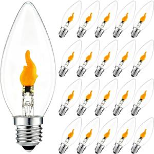 VIHOSE 12 Pack LED Flickering Flame Light Bulbs, E26 Standard Base 2 Mode Fire Effect Bulbs, C35 Shape Fire Light Bulb for Ambient Porch Outdoor Indoor Fireplace, Not Dimmable