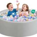 Zedachica Ball Pit for Toddlers 47.24''x15.75'' Baby Ball Pit Soft Foam Ball Pits Round Lagre Kids Ball Pits Indoor and Outdoor Game Kids Play Ball Pool Ideal Gift for Children (Grey, NO Balls)