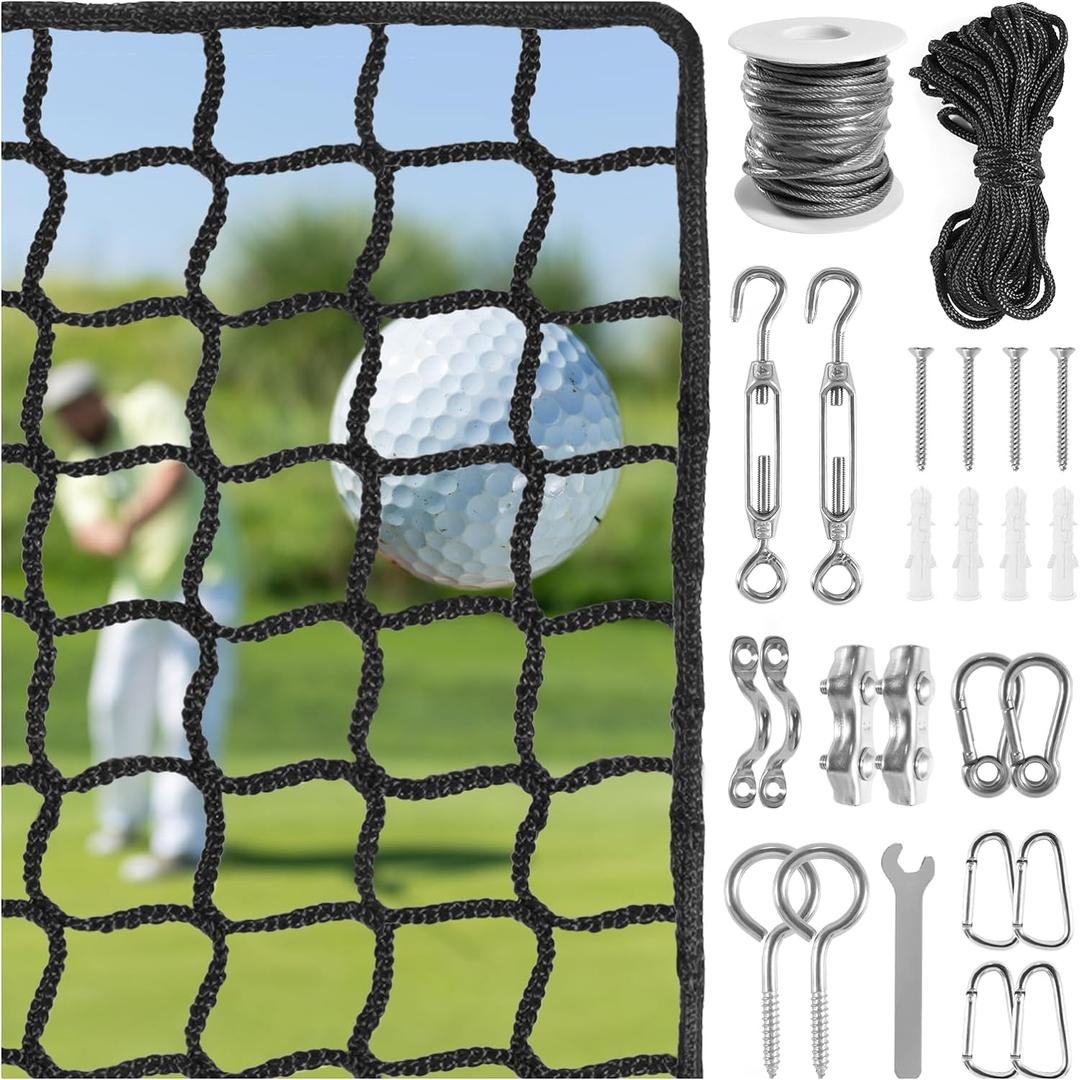 NQB Golf Practice Net with Steel Hanging Kit & Nylon Rope, Hitting Net for Multiple Sports (10x10FT)