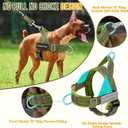 Lukovee No Pull Dog Harness & Leash Set - Heavy Duty Dog Vest Harness with Soft Padded for Medium Large Dogs, Adjustable Reflective Tactical Pet Harness for Easy Walk and Training (XL, Green)