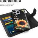 LUMARKE Designed for iPhone 13 Pro Wallet Case - Detachable Flip Folio Cover - RFID Blocking 4 Card Slots Holder - Premium Leather Magnetic Kickstand - Protective Phone Case 6.1", Sunflowers