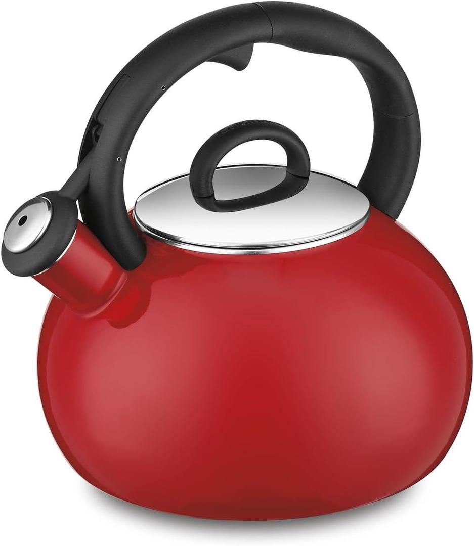 Cuisinart Aura Enamel-on-Steel Stovetop Teakettle, Red (2 Quarts)