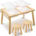 WINGYZ Sensory Table and Chair Set, 3 in 1 Kids Table for Play Study Art Dining Toys Storage, Sensory Activity Tables for Toddler with Storage Bins, Children's Gifts for Boys and Girls, 30x21x17.5 in