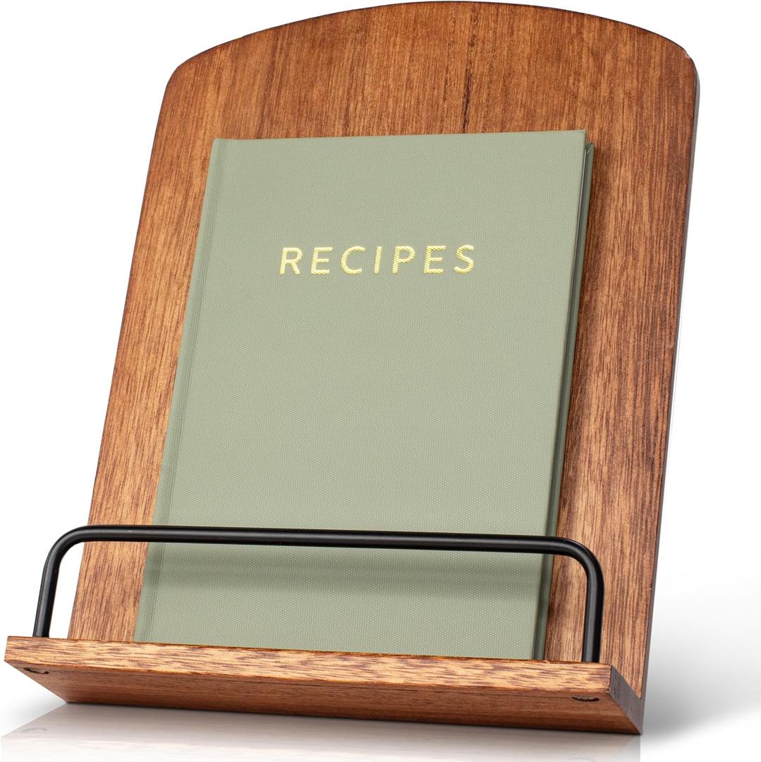 Beautiful Cookbook Stand for Your Kitchen Counter - Solid Wood Stand Easily Keeps Cook or Recipe Books Open for Convenient Cooking - Perfectly Fits Your iPad/Tablet and Enhances Any Kitchen Decor
