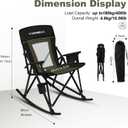 Folding Rocking Camping Chair Portable Outdoor Rocker with High Mesh Back, Handrail Bars, Carry Bag, Cup Holder, Bottle Opener, Supports 400 lbs, Black&Green