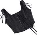 FGSS Women's Corset Top Bustier Renaissance - Vintage Lace Up Floral Print Corset Bodyshaper Boned Overbust (Black Jacquard)