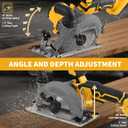 6 Inch Cordless Circular Saw for Dewalt 20V Battery (No Battery), Power Wood Saw with Brushless Motor, 0-45 Cutting Bevel, Max Cutting Depth 2"(90), 1.3"(45), Idea for Wood, Plastic, Soft Metal