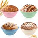 4Pcs Silicone Banneton Bread Proofing Baskets, 9" Round Foldable Non-Stick Dough Proofing Bowl Containers-BPA Free, Optimum Sourdough Bread Baking Supplies