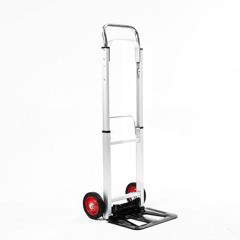 LEADALLWAY Hand Truck Aluminum Foldable Hand Cart with 6" Wheels 220 lbs Capacity