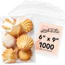 6" X 9" Self Sealing Cellophane Bags (1000 Pack) - Clear Cookie and Pretzel Rod Bags With Seal for Baked Goods Packaging, Cookie Wrappers, Bakery Packaging, Bake Sale, Candy, Treats, Goodies, Gifts