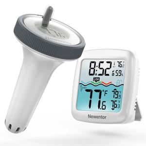 Pool Thermometer Floating Easy Read, Digital IPx8 Swimming Pool Thermometer Wireless, Water Temperature Gauge with Indoor Temperature