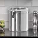 Oggi Stainless Steel Kitchen Canister 152 fl oz - Airtight Clamp Lid, Clear See-Thru Top - Ideal for Kitchen Storage, Food Storage, Pantry Storage. Jumbo Size 8" x 8"., 152 Fluid Ounces