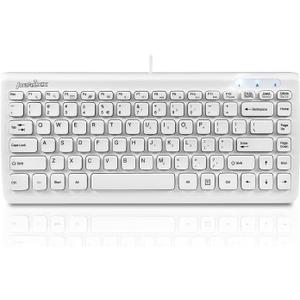 Perixx PERIBOARD-407W US, Wired USB Mini Keyboard with 11 Hot Keys - Glossy White - US English Layout