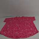 Allimy Women Summer Casual Split V Neckline Floral Chiffon Blouses Loose Tunic Short Sleeve Tops (X-Large, Hot Pink Spots)