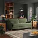 Studio Living Lexington 75.6" Sofa, Mid-Century Modern, Pocket Coil Comfort, Easy Assembly, Velvet Fabric, Olive Green
