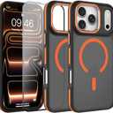 AIGOMARA Magnetic for iPhone 17 Pro Case, [Compatible with Magsafe] [Military-Grade Protection] Slim Shockproof Translucent Matte Protective Case for iPhone 17 Pro 6.3 Inch, Orange