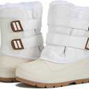 MORENDL Toddler Winter Snow Boots Waterproof Insulated Faux Fur Boys Girls Hiking Boots (Toddler/Little Kid) (White 6)
