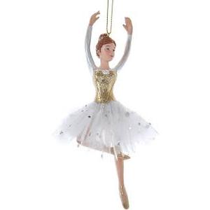 Kurt Adler Brunette Arms Up Ballerina Ornament, 6.5“