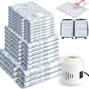 Vacuum Storage Bags for Clothing Comforters and Blankets, Space Saver, Travel Bag for Luggage (Clear, 21)