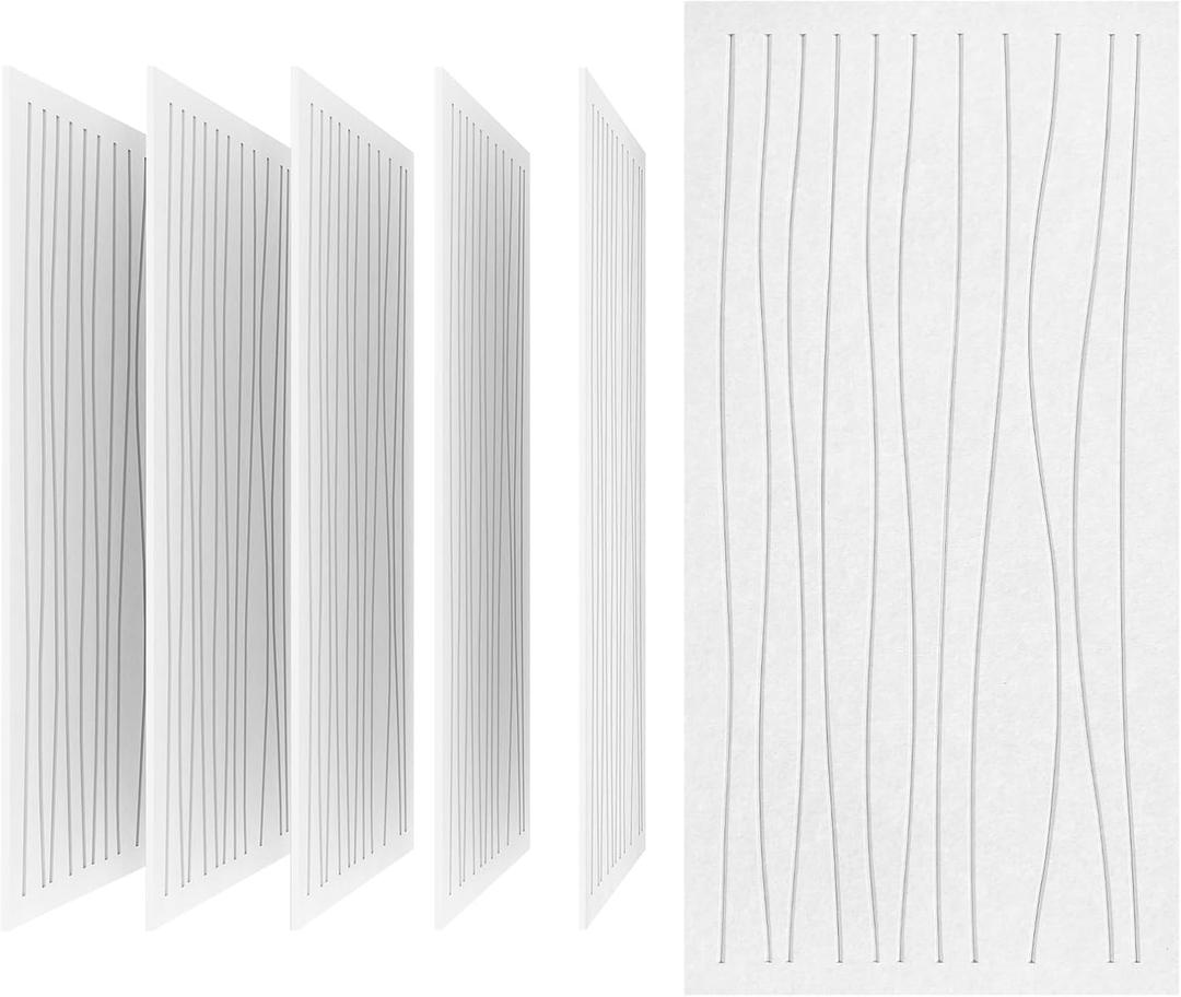 UMIACOUSTICS 6 PCS Acoustic Wall Panels,47.2 x 23.6 Inches Flame Retardant Sound Absorbing Panels,Decorative Sound Proof Panels in Art Curve Shaped White Color