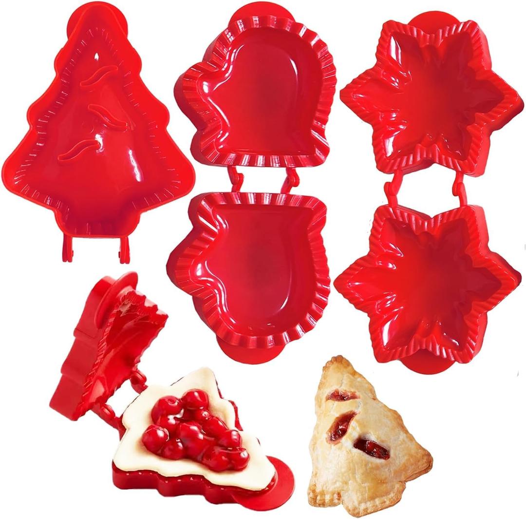 3PCS Dough Presser Pocket Pie Molds, Party Potluck Hand Pie Molds, Apple, Pumpkin And Acorn Shapes (Christmas Themed)